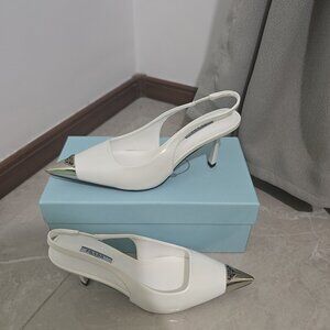 Prada Women's White Pointed-Toe Pumps